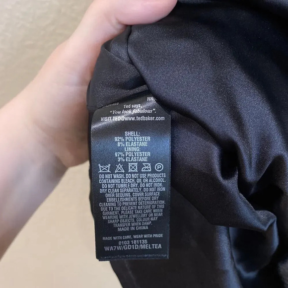 TED BAKER Meltea Embellished Black Tiered Dress US Size 8 $439 Flutter Sleeves - Picture 10 of 10